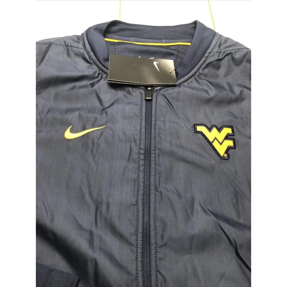 New Nike Mens West Virginia Mountaineers Hybrid‎ Jacket Shirt Size Medium Navy